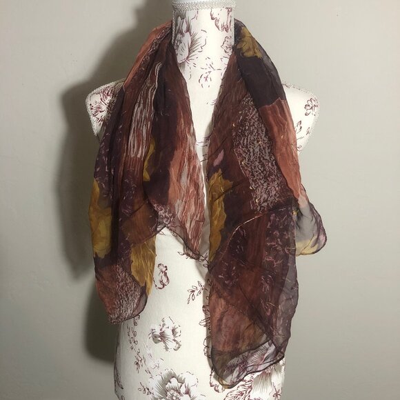 Unique vintage sheer scarf- Abstract & Nature Inspired - Picture 1 of 3